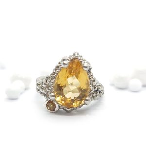 Royal Silver s Citrinom in črnimi Diamanti - slika 4